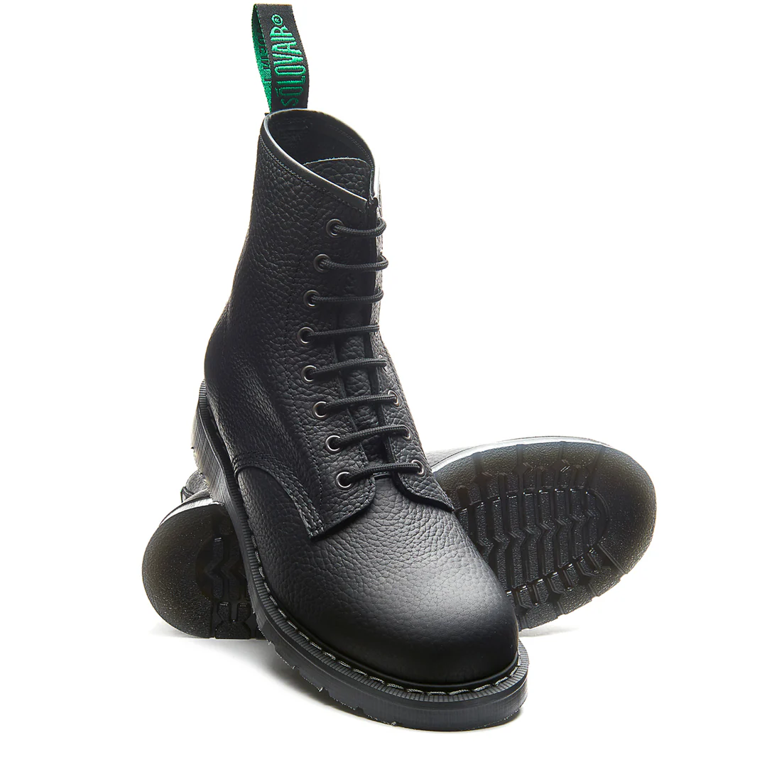 Solovair 8-Eye Derby Boot Black Greasy Grain