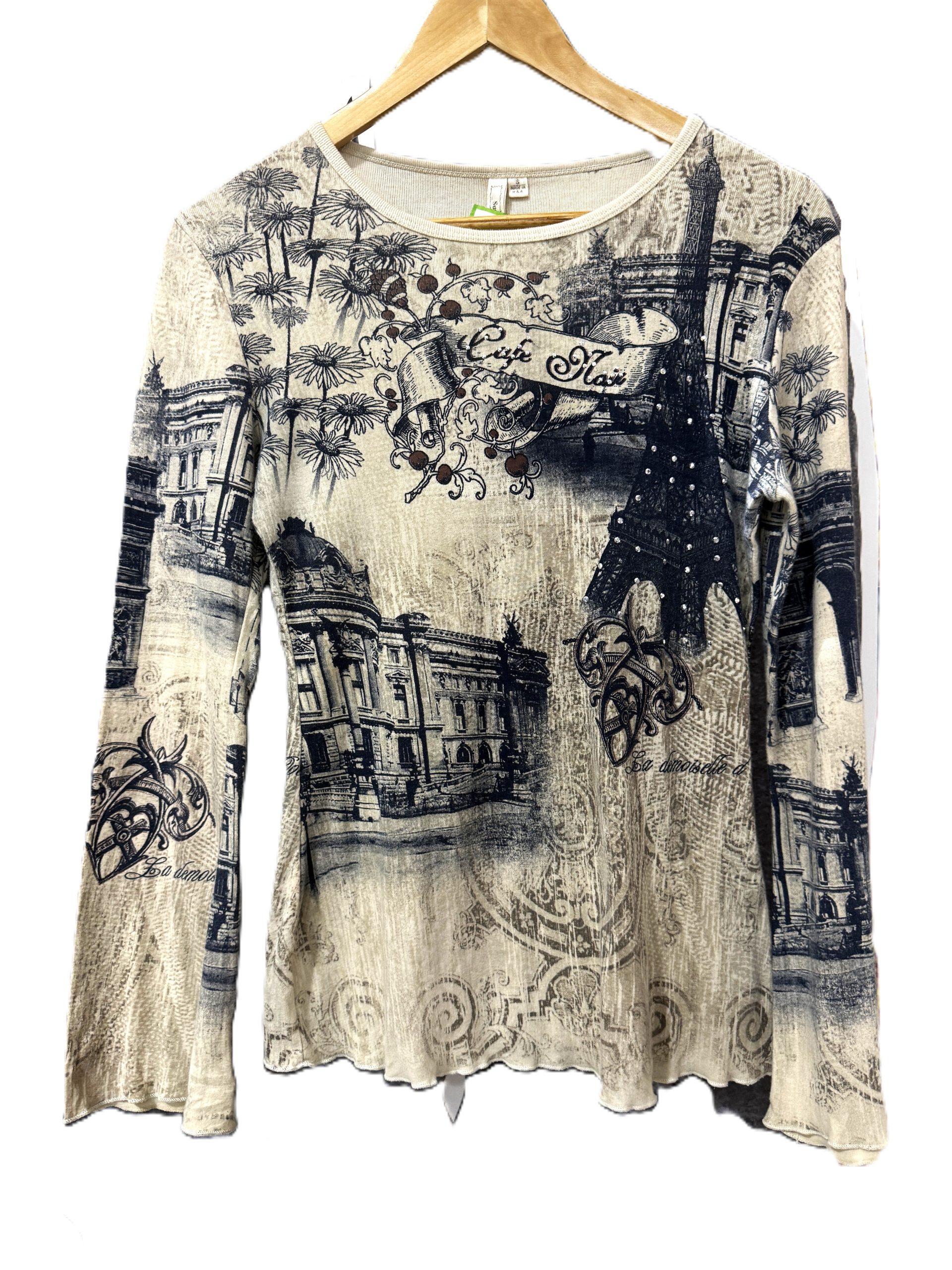 Y2K Top Long Sleeve Blue and Cream