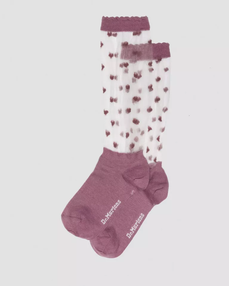 Dr Martens White Heart Mesh Sock