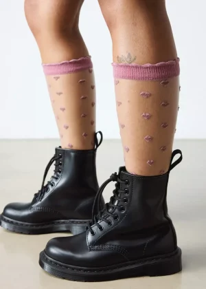 Dr Martens Dusty Rose Heart Mesh Socks