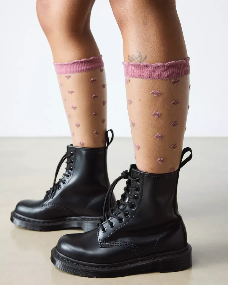 Dr Martens Dusty Rose Heart Mesh Socks