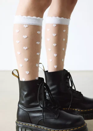 Dr Martens white Heart Mesh Sock
