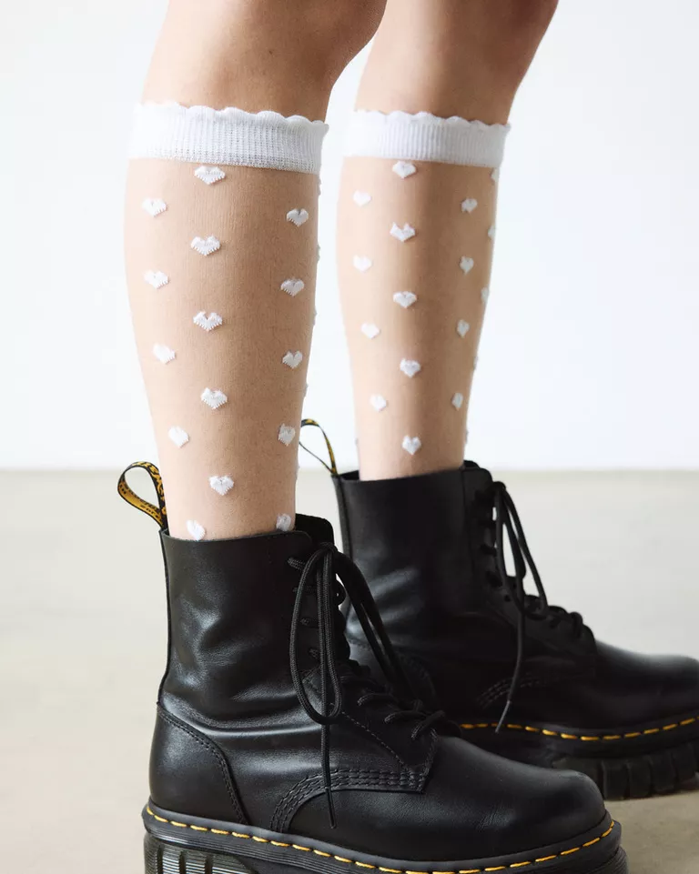 Dr Martens white Heart Mesh Sock