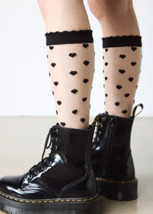 Dr Martens Black Heart Mesh Sock