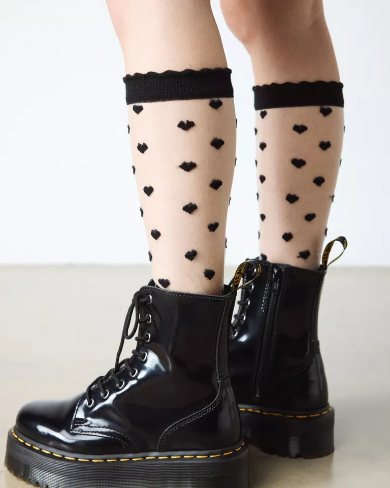 Dr Martens Black Heart Mesh Sock