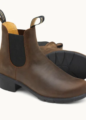 Blundstone 1673 Heeled Antique Brown Chelsea Boots