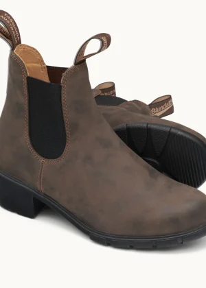 Blundstone 1677 Heeled Rustic Brown Chelsea Boots