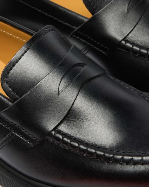Delapre Black Classic Calf Penny Loafer