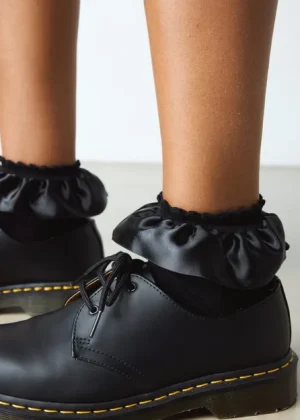 Dr Martens Frill Socks Black Satin