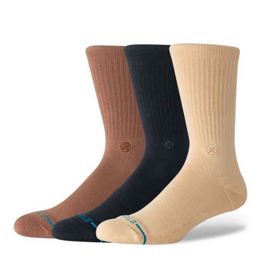 Stance Icon 3 Pack Crew Socks Tan