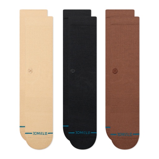 Stance Icon 3 Pack Crew Socks Tan